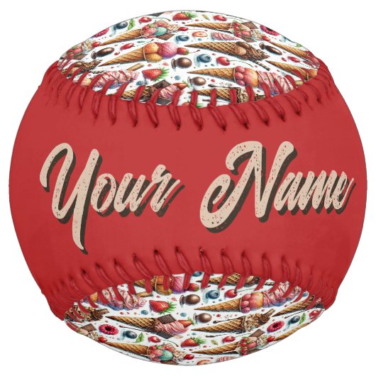 Balle De Softball Ice-Cream Parlor Party (personalize) (Dos)