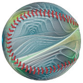 Balle De Softball Imaginaire fleuri Moderne Bleu Vert Fractal Fleur (Devant gauche)