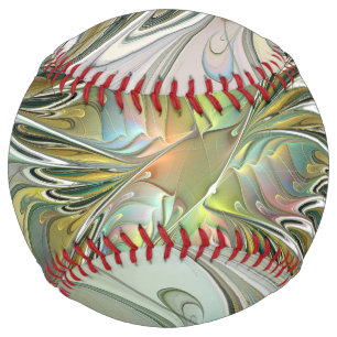 Balle De Softball Imaginaire Floral Fleur Art Fractal Moderne Avec O