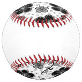 Balle De Softball Impression florale noire et blanche (Dos)
