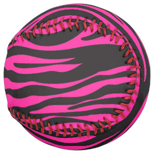 Balle De Softball Impression Zèbre rose et noir