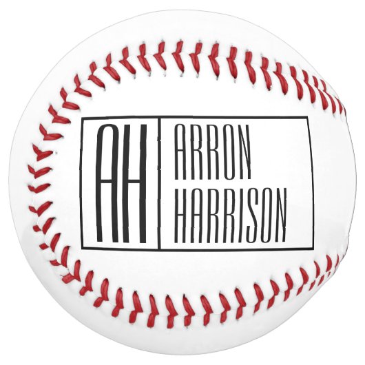 Balle De Softball Initiales minimales modernes et logo de nom (Devant gauche)