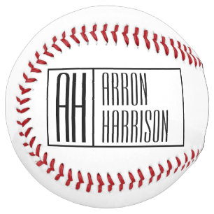 Balle De Softball Initiales minimes modernes et logo de nom