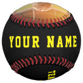 Balle De Softball Jaune Nom d'équipe Joueur Numéro Photo Softball (Dos)
