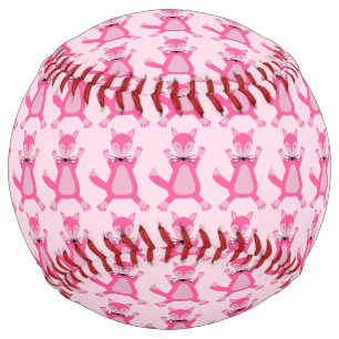 Balle De Softball Joli bébé fille renard à motif rose