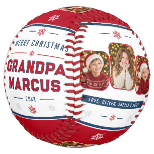 Balle De Softball Joli Noël personnalisé Papi 4 Photos
