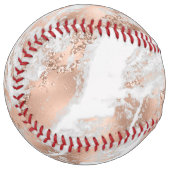 Balle De Softball Joli Rose or blanc brillant marbre (Devant gauche)