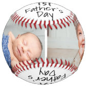 Balle De Softball Jolie 1ère Fête du Père Script Blanc 2 Photo Colla (Devant)