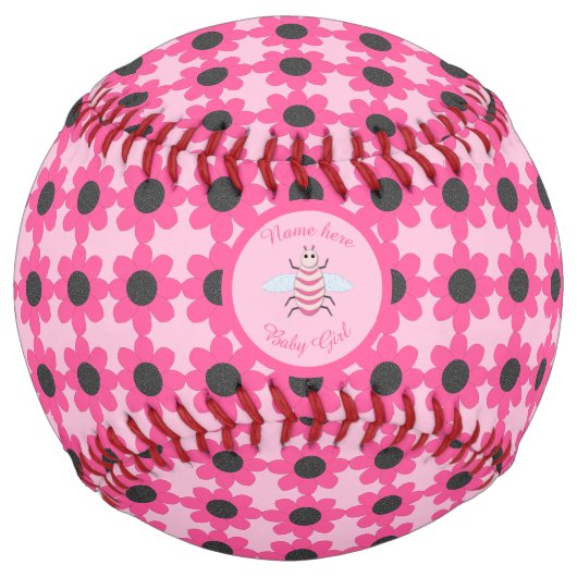 Balle De Softball Jolie fille rose Bee Bee personnalisée (Devant)