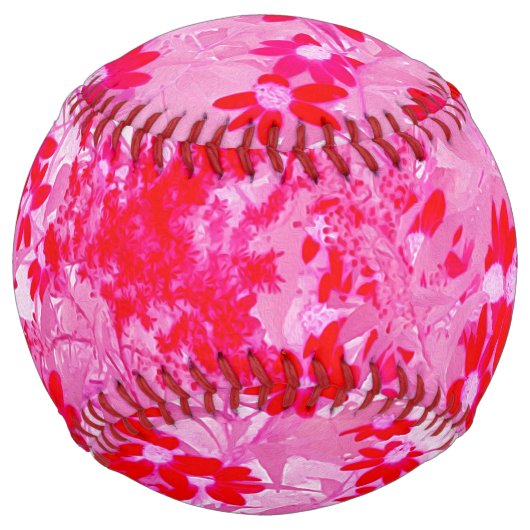 Balle De Softball Jolies Fleurs Rouges (Devant)