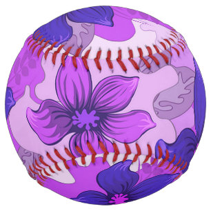 Balle De Softball Jolies fleurs violettes