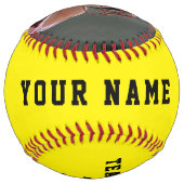 Balle De Softball Joueur photo jaune Nom de l'équipe (Dos)