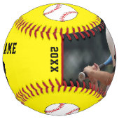 Balle De Softball Joueur photo jaune Nom de l'équipe (Devant)