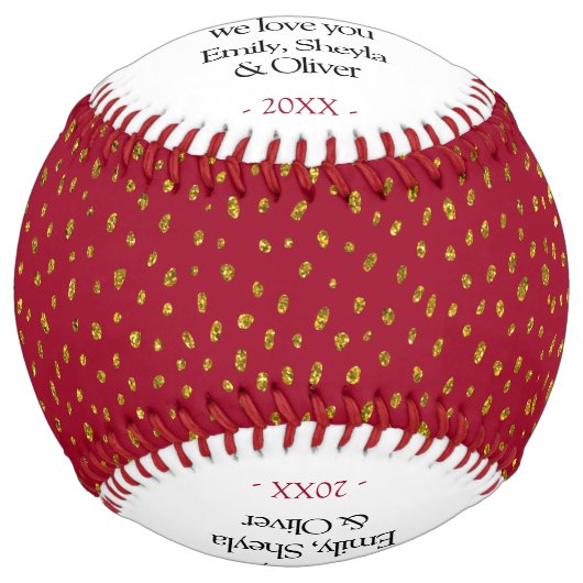 Balle De Softball Joyeux Noël Rouge or Parties scintillant Motif (Devant)