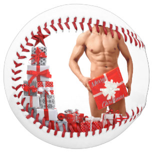 Balle De Softball Joyeux Noël SlipperyJoe rouge blanc argent cadeau