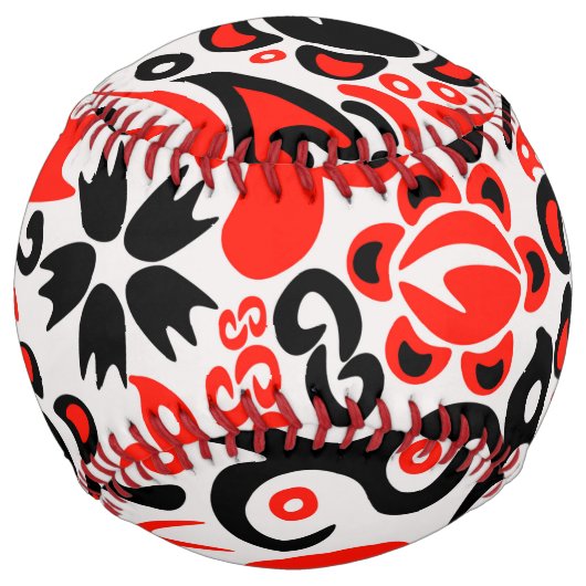 Balle De Softball L'art populaire ukrainien motif floral abstact (Devant)