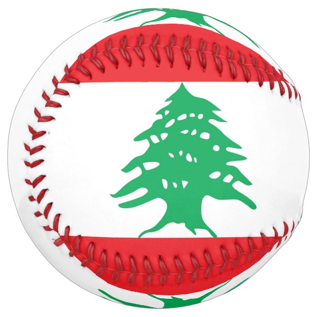 Balle De Softball Le base-ball patriotique avec le drapeau du Liban (Devant gauche)