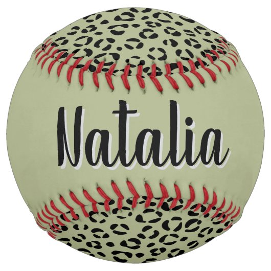 Balle De Softball Léopard Sage (personnaliser) (Dos)