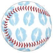 Balle De Softball Lèvres Bleues, Motif De Lèvres, Bleu, Baiser (Devant gauche)