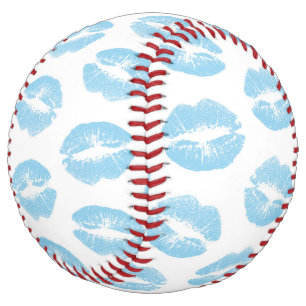 Balle De Softball Lèvres Bleues, Motif De Lèvres, Bleu, Baiser