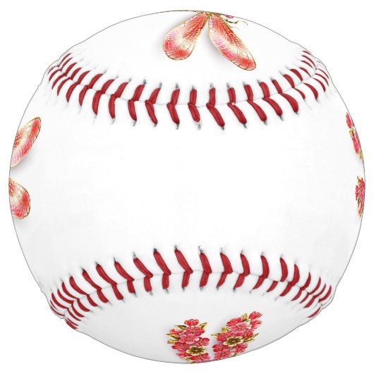 Balle De Softball libellule de fleurs avec sakura de bijoux (Dos)