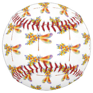 Balle De Softball libellule de fleurs jaunes