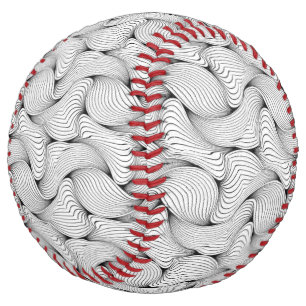 Balle De Softball Lignes entrelacées noir et blanc uniques