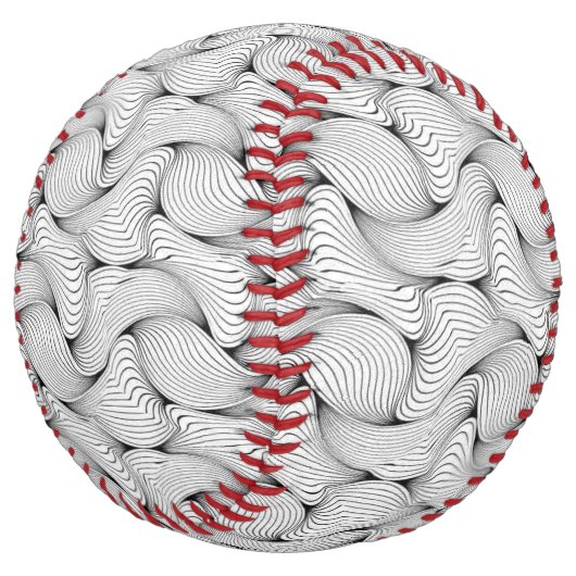 Balle De Softball Lignes entrelacées noir et blanc uniques (Incliné)