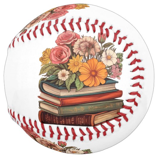 Balle De Softball Livres rétro Fleurs Sauvages (Dos gauche)