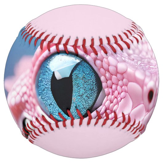 Balle De Softball Lizard rose impressionnant aux yeux bleus (Devant)