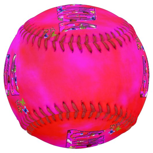Balle De Softball Logo Du Nom D'Amanda Sur Cravate Rose, (Devant)