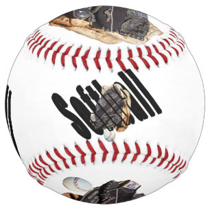 Balle De Softball Logo Et Boule De Gants De Softball, Softball Blanc