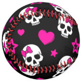 Balle De Softball Lovey Goth Skuls en rose vif (Devant gauche)
