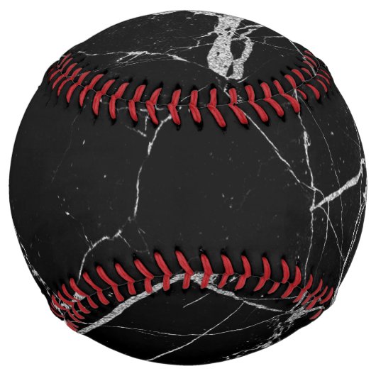 Balle De Softball Marbre noir et argent de la veine (Devant)