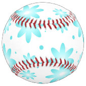 Balle De Softball Marguerite délicate blanche et turquoise, point mo (Dos)