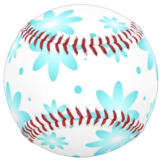 Balle De Softball Marguerite délicate blanche et turquoise, point mo (Devant)
