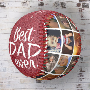 Balle De Softball Meilleur Papa Ever Impression Cuir Rouge 6 Collage