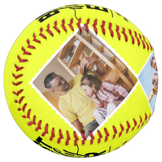Balle De Softball Meilleur papa jamais Fête des pères rustique Colla (Devant gauche)