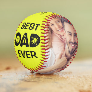Balle De Softball Meilleur papa Jamais Photo Personnalisée Nom Perso