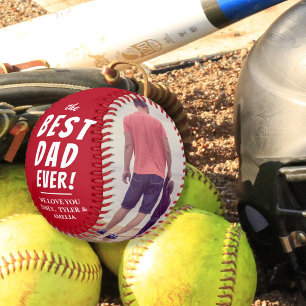 Balle De Softball Meilleur Papa Rouge Collage Photo 2 Père