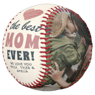 Balle De Softball Meilleure Maman Jamais Cœur Fête des Mères 2 Photo