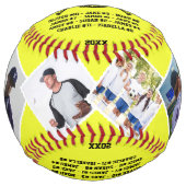 Balle De Softball Merci Coach, Custom 6 photos et noms de coéquipier (Devant)