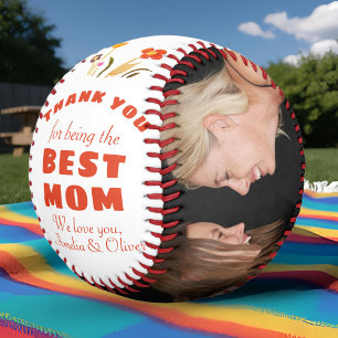 Balle De Softball Merci Fleur de maman Meilleure Mère Photo Fête des