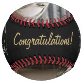 Balle De Softball Moderne Black Grad Félicitations Graduation Photo (Dos)