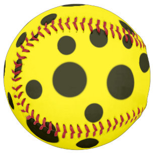 Balle De Softball Moderne Simple Noir pois motif jaune point