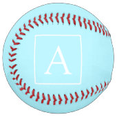 Balle De Softball Monogramme bleu ciel simple (Devant gauche)