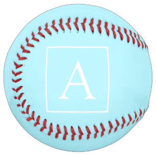 Balle De Softball Monogramme bleu ciel simple