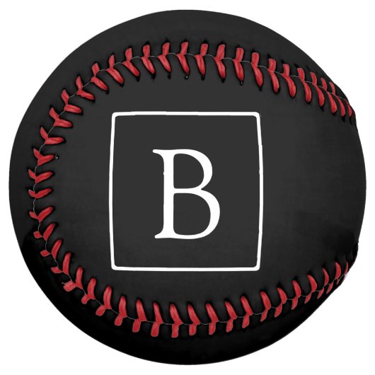 Balle De Softball Monogramme classique simple | Texte noir et blanc (Devant gauche)
