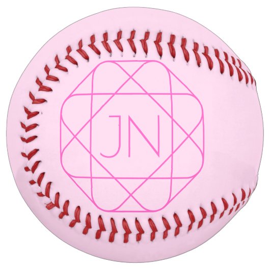 Balle De Softball Monogramme cool, Style de logo de hanche | Rose & (Devant gauche)