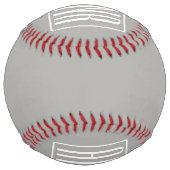 Balle De Softball Monogramme initial | Blanc sur gris clair (Dos)